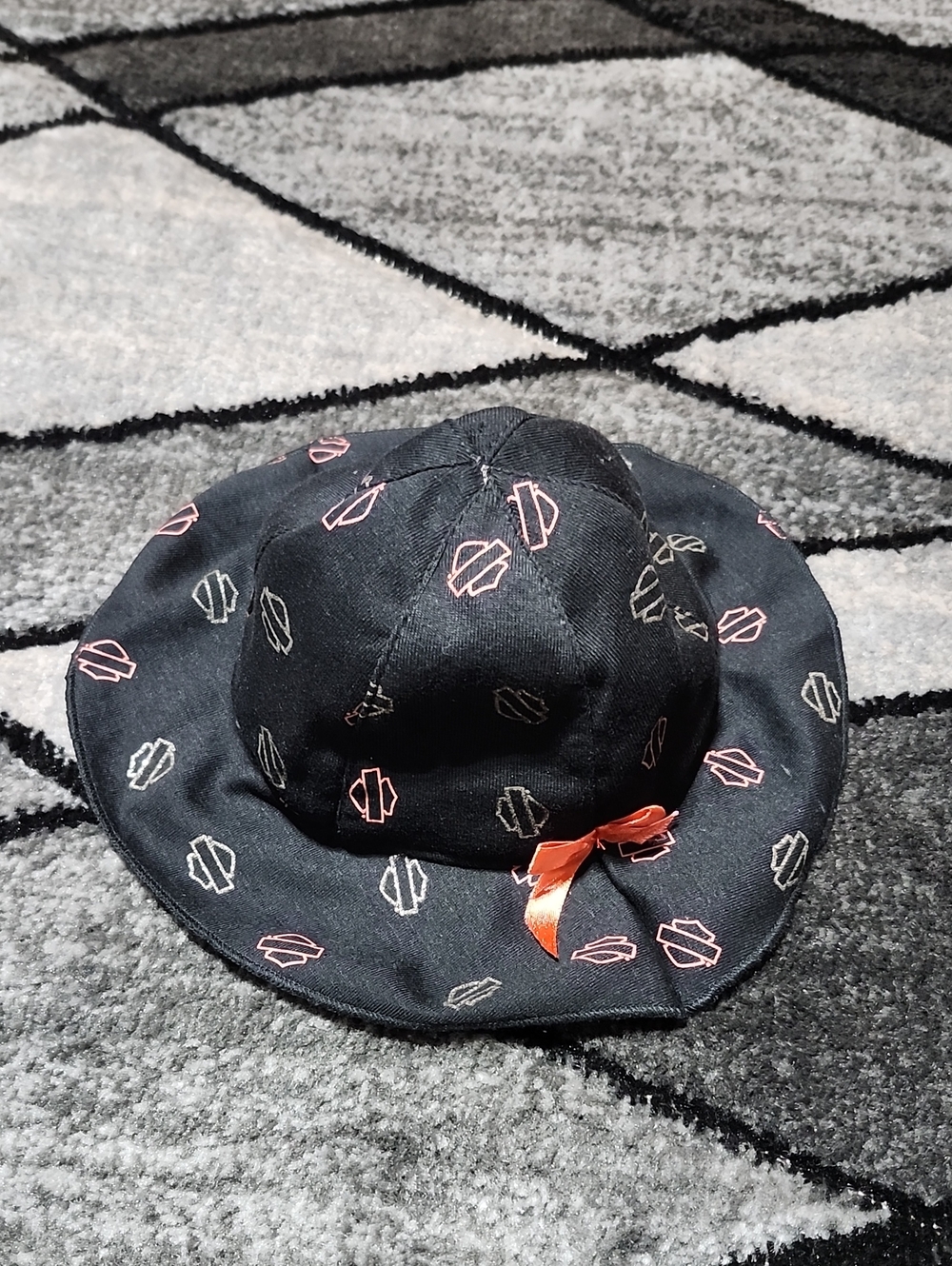 HARLEY DAVIDSON BLACK COTTON PINK & SILVER GLITTER BAR & SHIELD LOGO BUCKET HAT